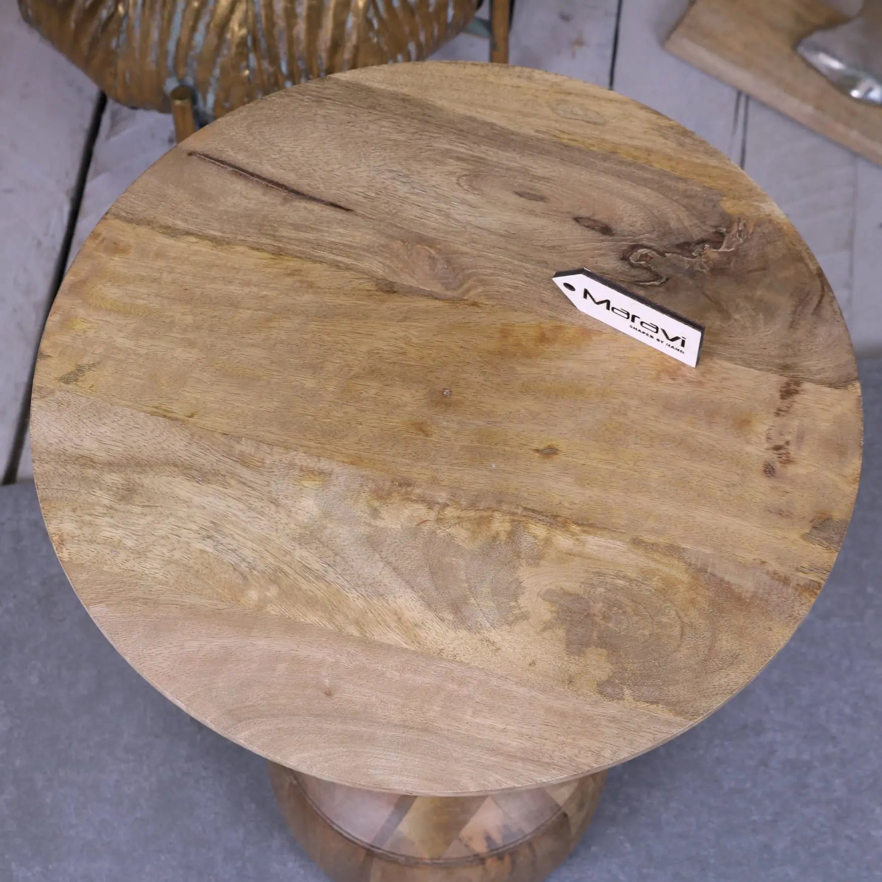 Majuli Mango Wood Small Side Table - Top View
