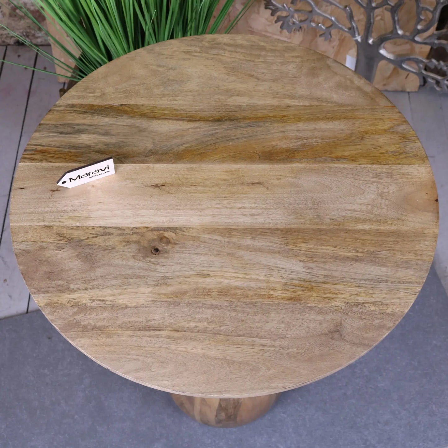 Majuli Mango Wood Large Side Table - Top View