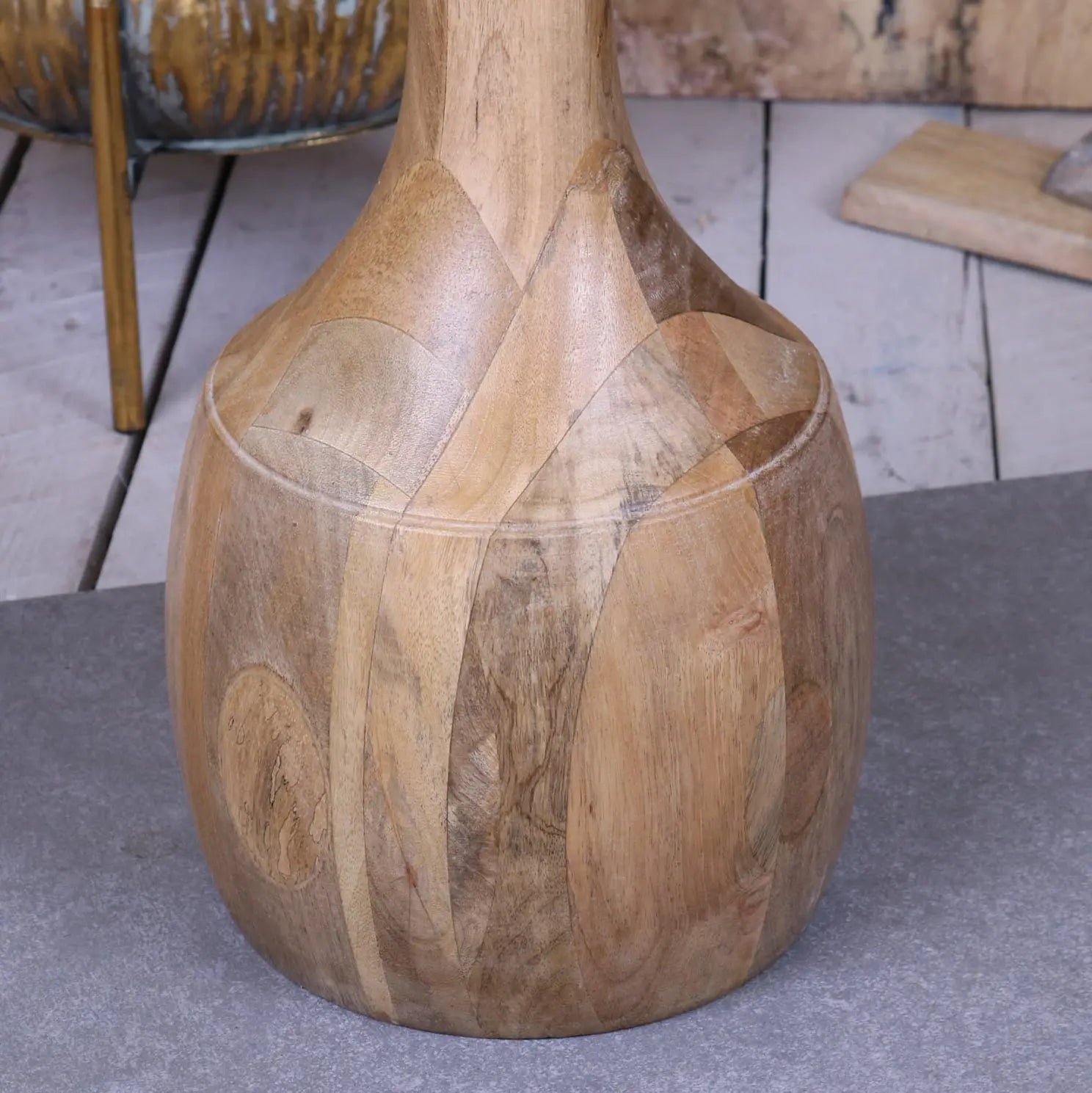 Majuli Mango Wood Large Side Table - Closeup of Base