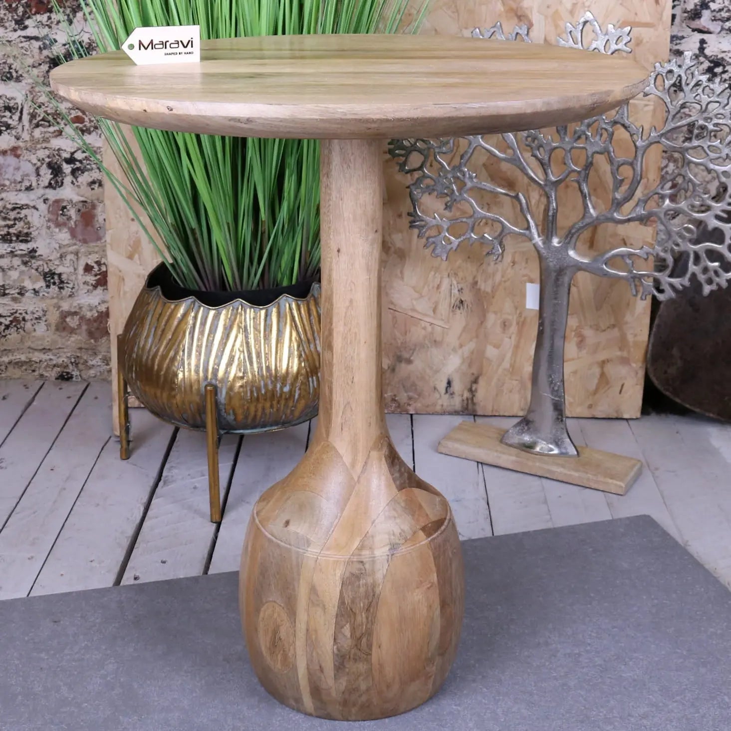 Majuli Mango Wood Large Side Table - Side View