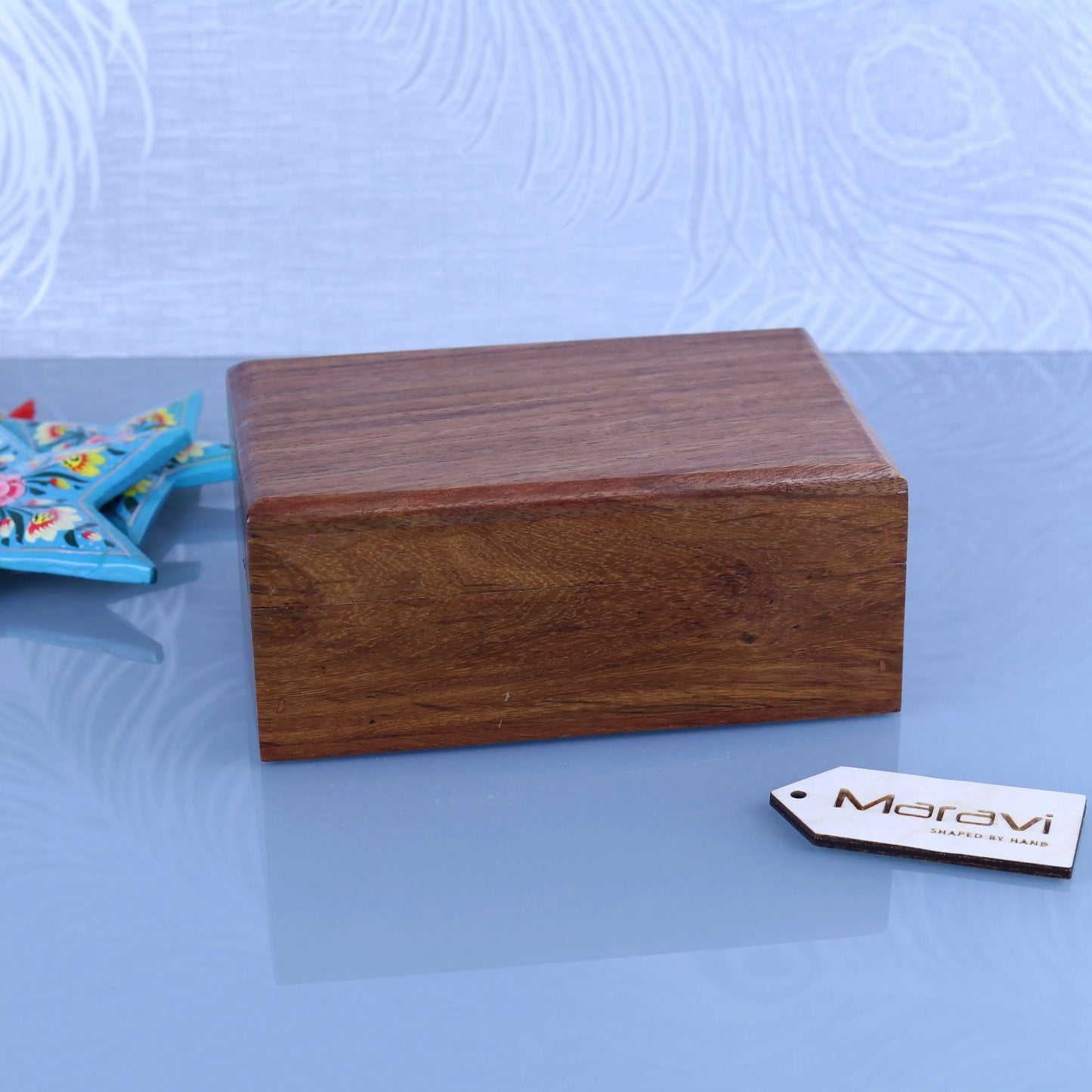Khalka Plain Wooden Storage Boxes Small Front View