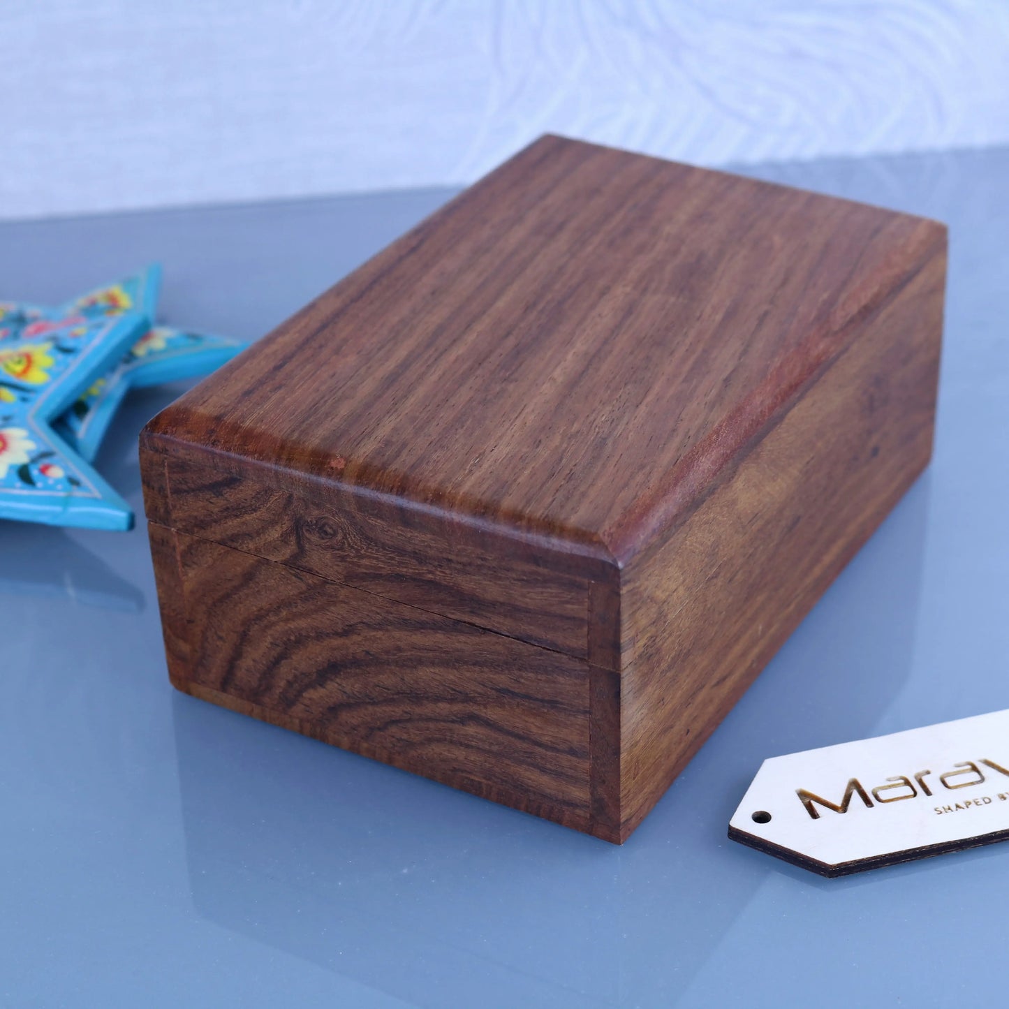 Khalka Plain Wooden Storage Boxes Small Side View