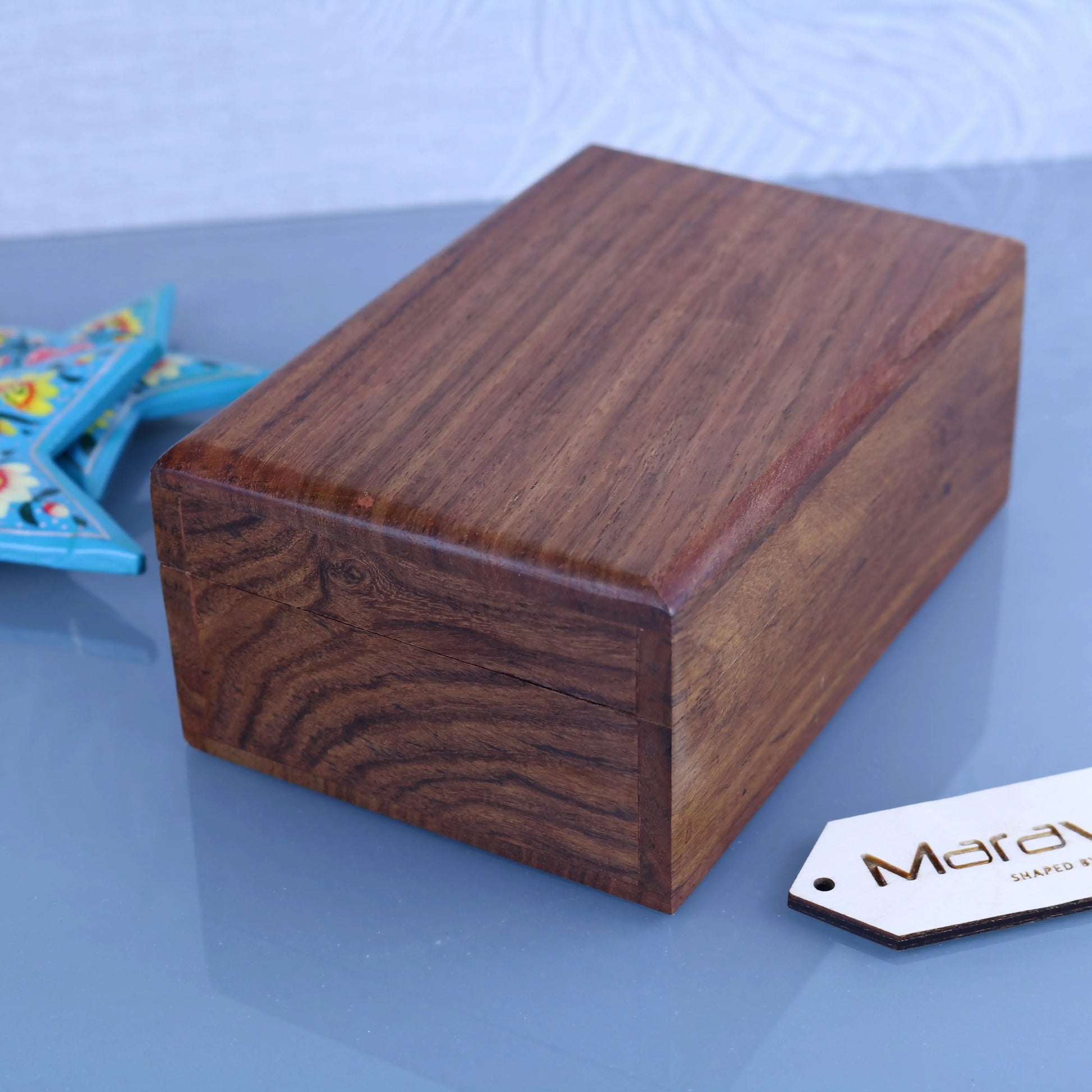 Khalka Plain Wooden Storage Boxes Small Side View