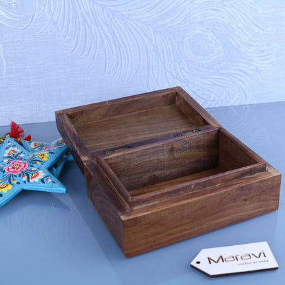 Khalka Plain Wooden Storage Boxes Small Open View