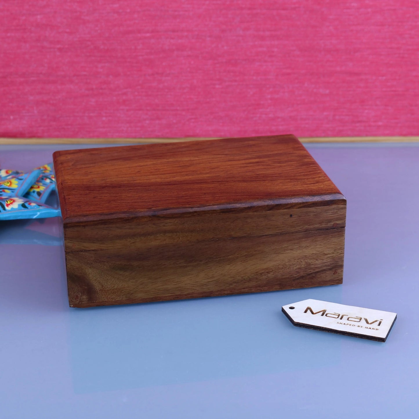 Khalka Plain Wooden Storage Boxes Medium Front View