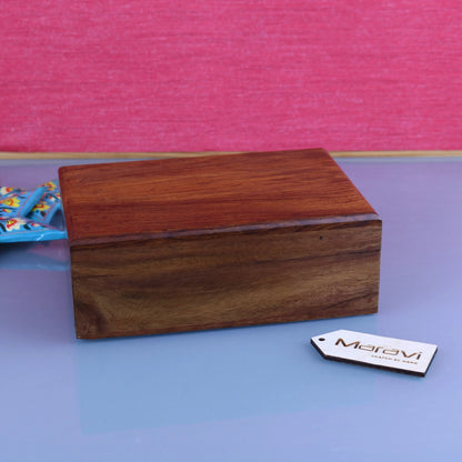 Khalka Plain Wooden Storage Boxes Medium Front View