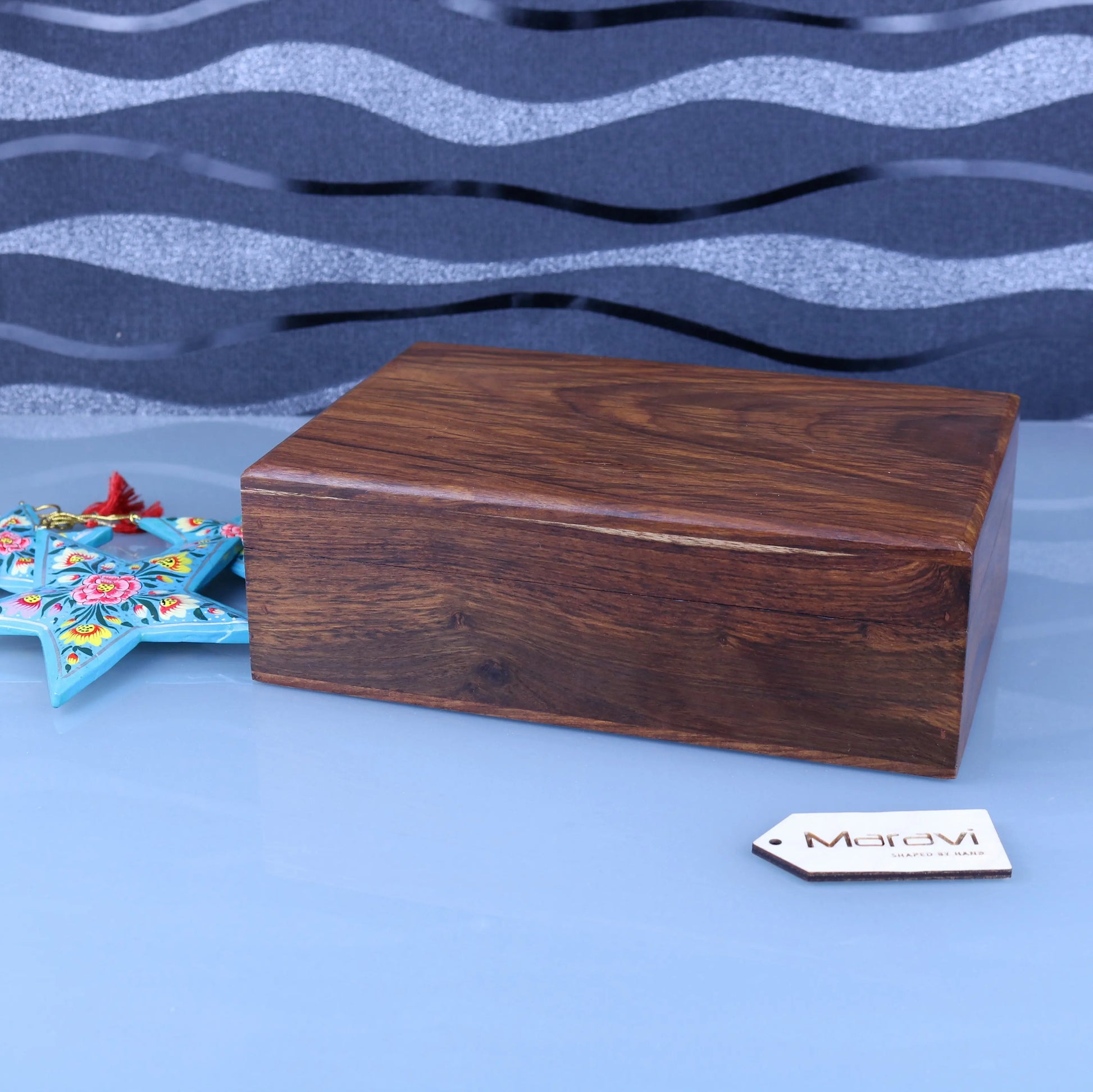 Khalka Plain Wooden Storage Boxes Large Front View