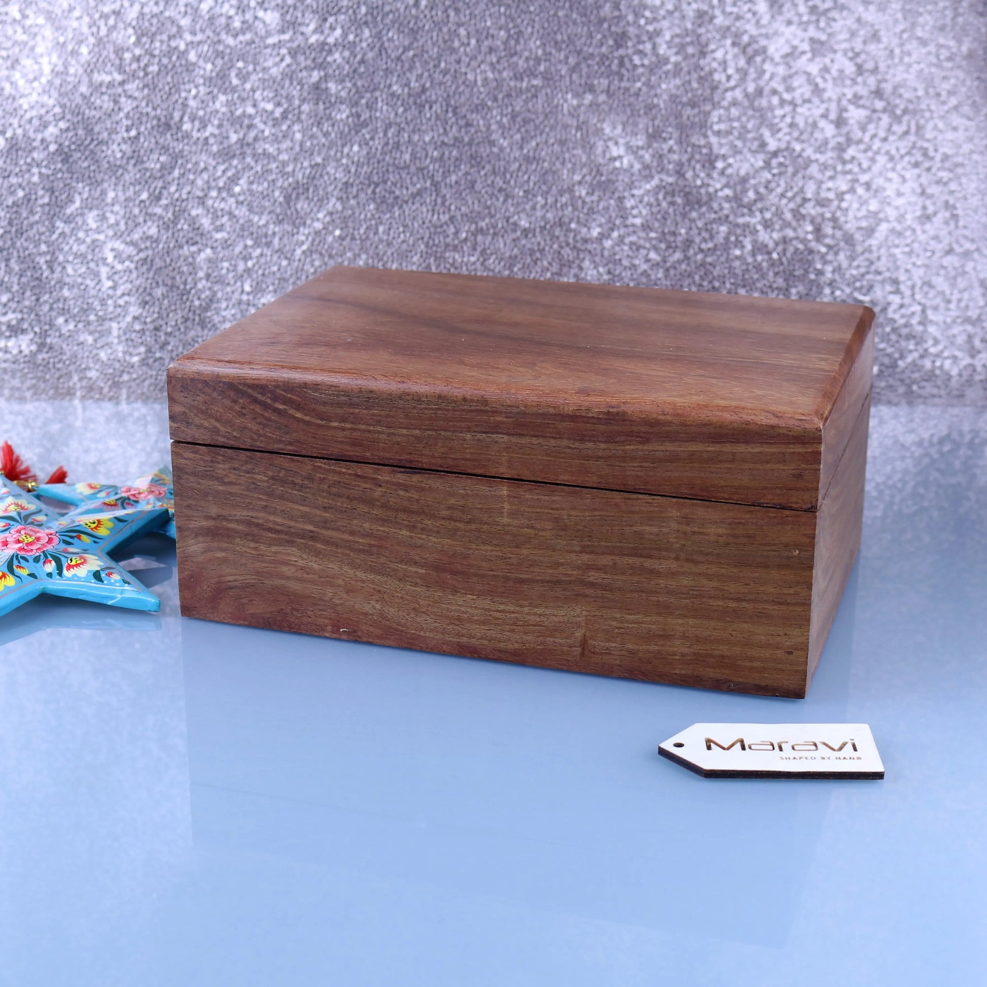 Khalka Plain Wooden Storage Boxes Extra Large Front View