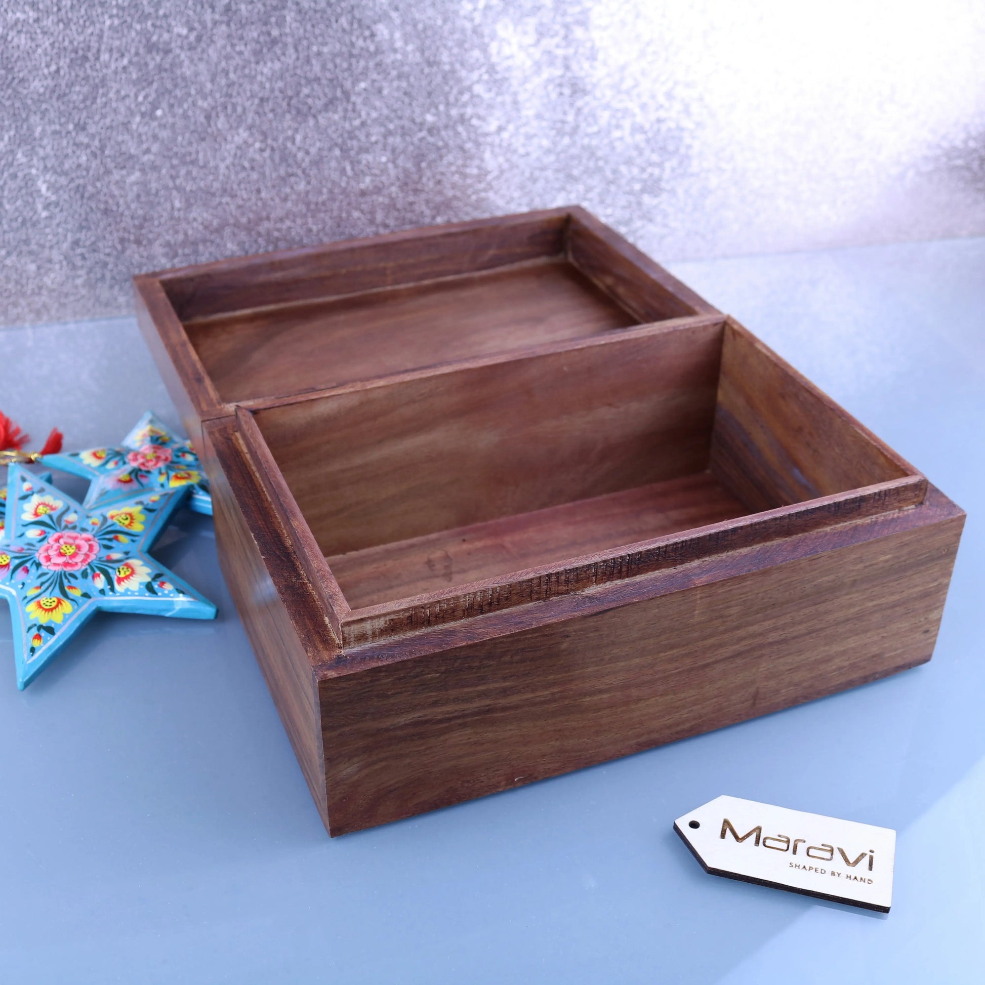 Khalka Plain Wooden Storage Boxes Extra Large Open View