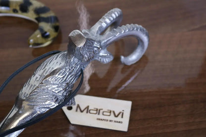 Khosa Ram's Head Antique Style Shoe Horn Extra Close Closeup