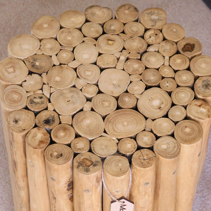 Kini Natural Logs Side Table Top View