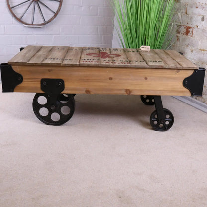 Sonala Rustic Railway Coffee Table Side View 2