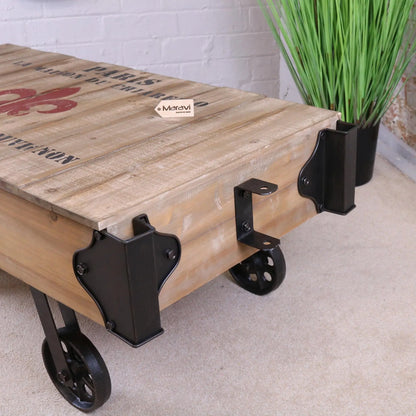 Sonala Rustic Railway Coffee Table Side View 3