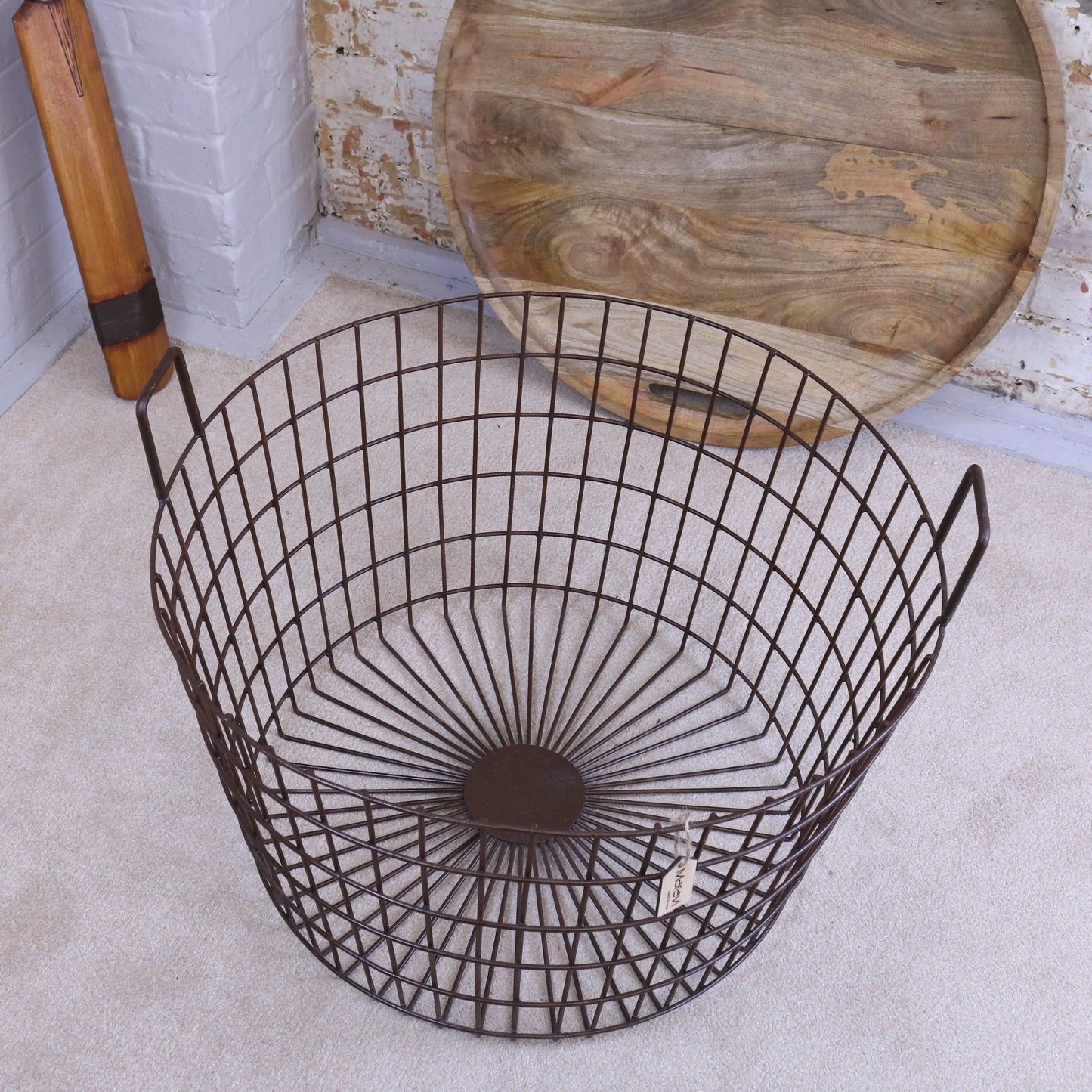 Tilpi Basket Table With Wood Lid - Top View with Lid Off